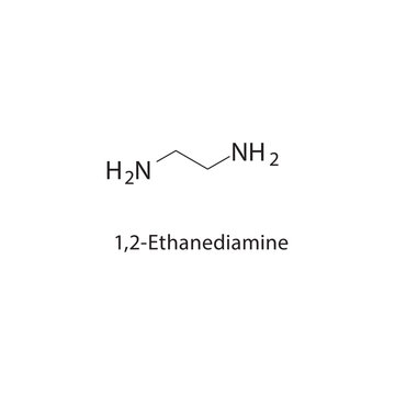1,2-Ethanediamine skeletal structure. diamine compound schematic illustration. Simple diagram, chemical formula.