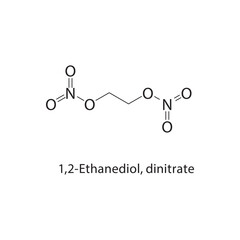 Fototapeta premium 1,2-Ethanediol dinitrate skeletal structure. nitrate compound schematic illustration. Simple diagram, chemical formula.
