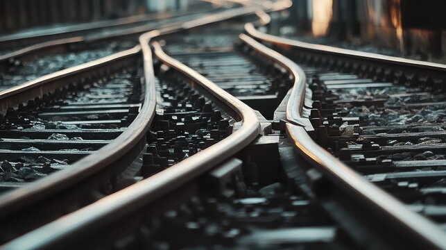 Railway tracks diverging represents choices, a journey, and the concept of multiple paths ahead, emphasizing the decision making process in modern life and travel