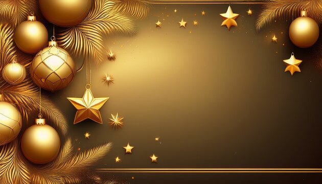 shiny golden bauble and star border