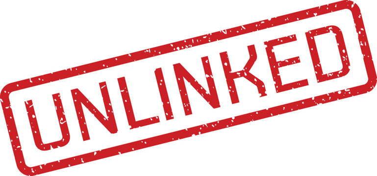 Red 'unlinked' stamp illustration on white background
