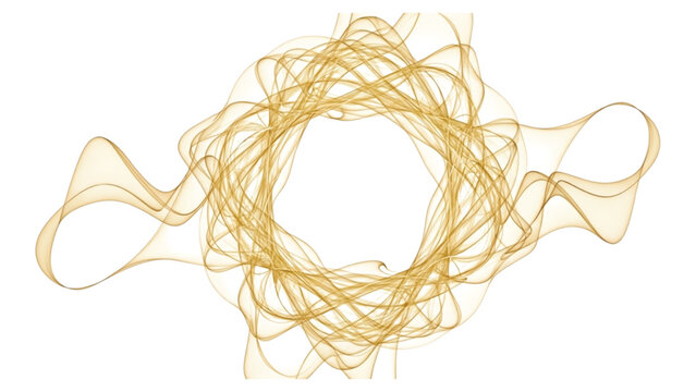 Golden abstract swirling lines forming circular shape