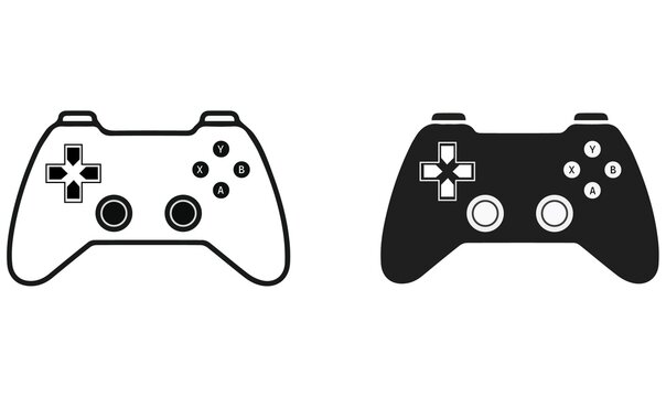 Black and white game controller vector illustration