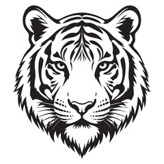 Obraz premium Black and White Tiger Head Vector Illustration Tribal Wildlife Logo Design
