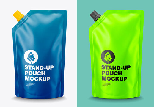 Silver spout pouch packaging mockup isolated flexible container