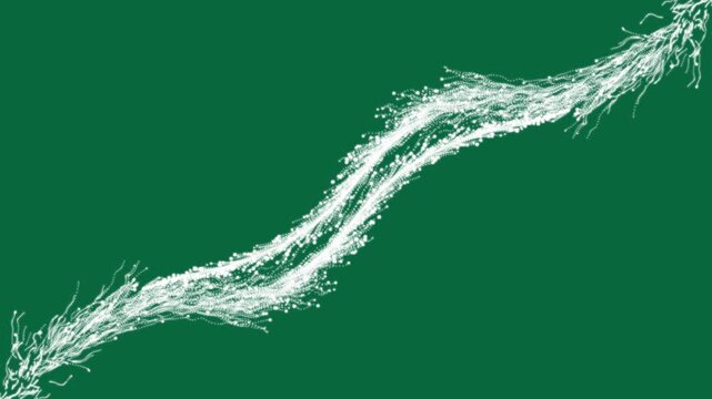 Glittering magic shimmer particles with glowing light sparks and particles flare on green background, sparkling shining comet trace for cinematic transitions and digital compositing 4K alpha loop