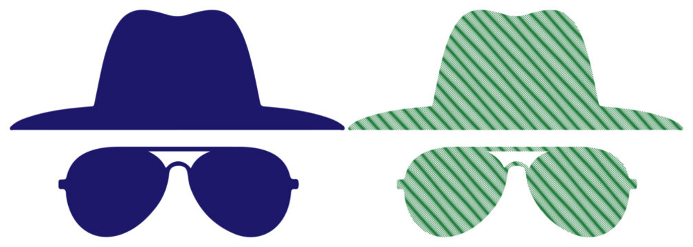 Two anonymous figures with hats and sunglasses representing disguise and mystery