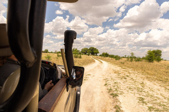 road to Iconic Baines Baobab trees, Makgadikgadi National Park, Botswana, Africa