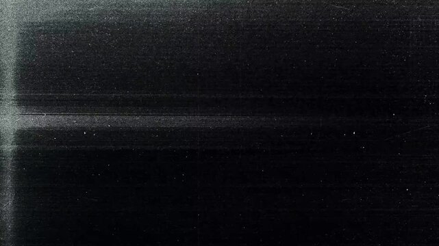 Horizontal and vertical glitch light leaks with analog noise, film grain texture on dark background, cinematic transition overlay effect