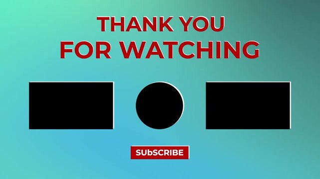 End screen design for youtube videos thanking viewers. Suitable for video creators looking for a creative way to end their content.