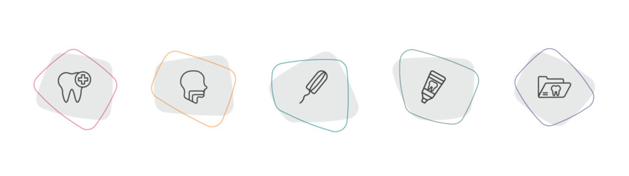 dentist outline icon set. linear vector for ui, web and mobile. thin line healthy tooth, oral, tampon icons.