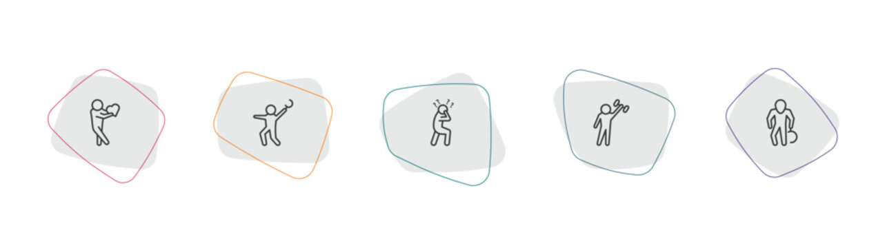 feelings outline icon set. linear vector for ui, web and mobile. thin line lovely human, terrible human, surprised human icons.
