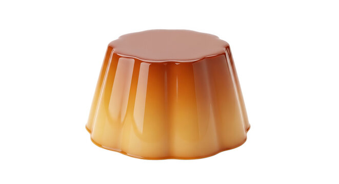 A single serving of creamy caramel custard dessert with a glossy caramel topping.