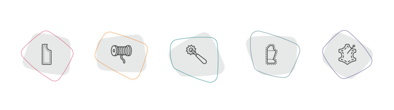 sew outline icon set. linear vector for ui, web and mobile. thin line material, cotton reel, overstitch icons.