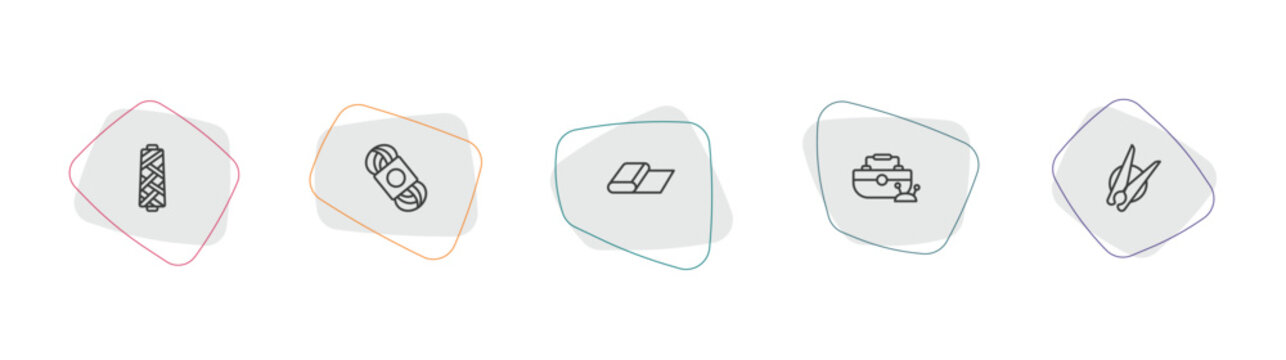 sew outline icon set. linear vector for ui, web and mobile. thin line spool of thread, wool, fabric icons.