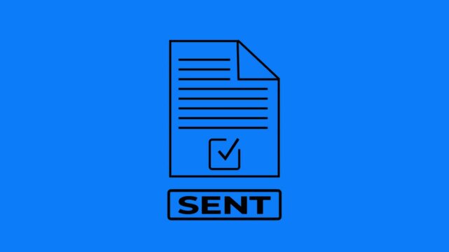 Send button with document and checkmark on green background.Check mark icon with document.
