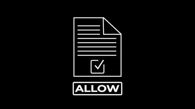 Outline Icon of a PDF Document on a black Background file symbol.Check mark icon.