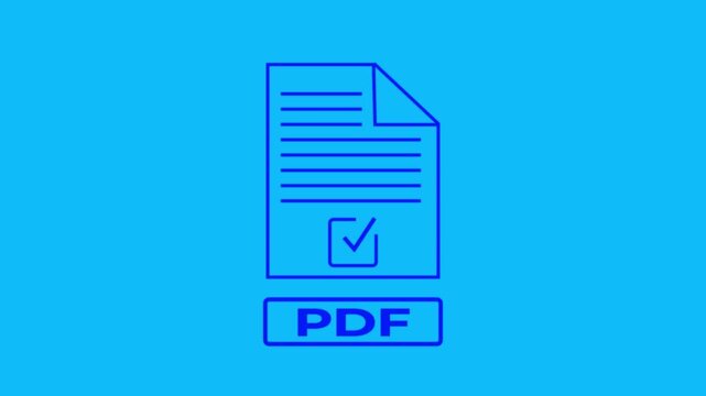 Outline Icon of a PDF Document on a green Background file symbol.Check mark icon.