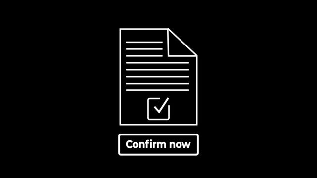 Confirm now button checkmark on document line style black background. document line confirmation button.