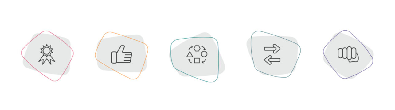 success outline icon set. linear vector for ui, web and mobile. thin line quality, thumb up, adaptation icons.