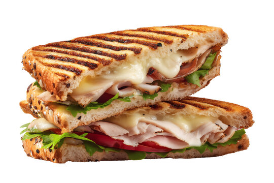 Delicious grilled cheese sandwich isolated on transparent or white background