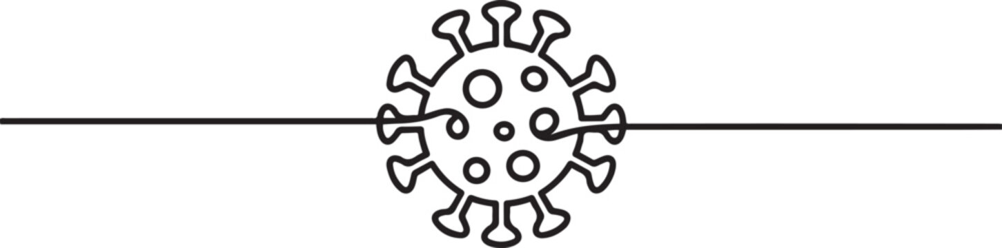 COVID-19 continuous one line symbol. Concept Coronavirus. one line vector illustration on white background