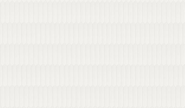 Elegant white picket tile pattern background with a clean matte finish creates a sophisticated texture for modern interior design and architectural visualization.