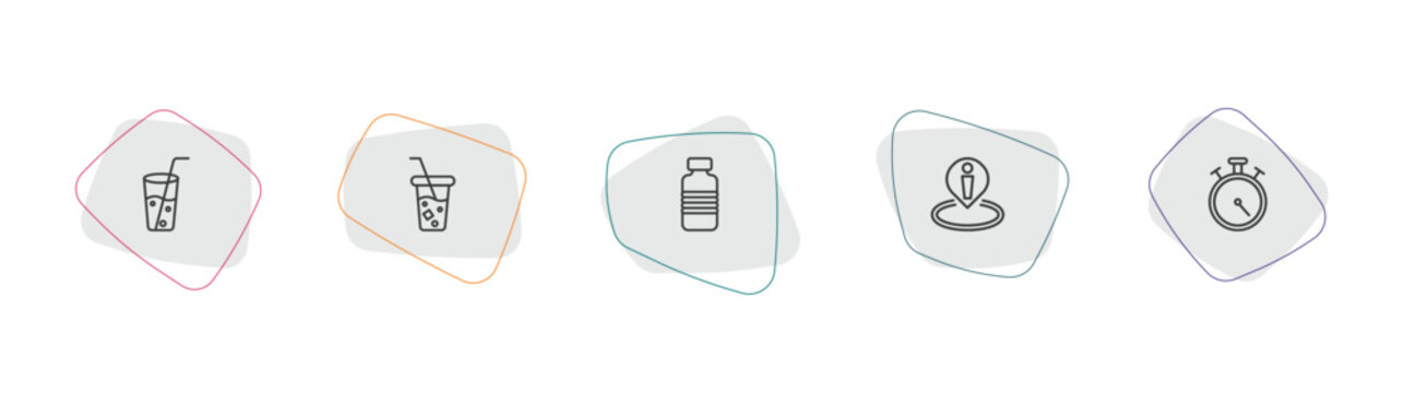 american football outline icon set. linear vector for ui, web and mobile. thin line soda glass with a straw, soda, bottle of water icons.
