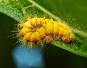Fototapeta premium yellow caterpillar on a leaf