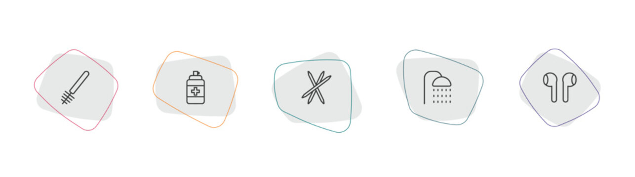 hygiene outline icon set. linear vector for ui, web and mobile. thin line toilet brush, antiseptic, toothpick icons.
