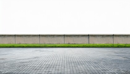 seamless of walkway sidewalk and concrete wall background isolated on white background copy space for text