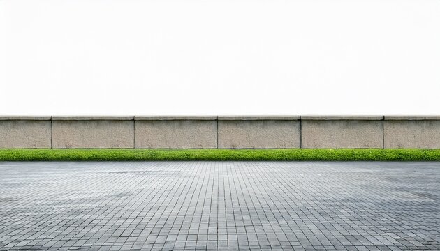 seamless of walkway sidewalk and concrete wall background isolated on white background copy space for text