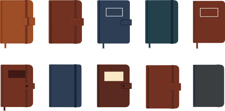 Large Collection of Leather and Fabric Covered Notebooks with Elastic Closures and Ribbon Bookmarks for Personal Journaling Office Planning and Creative Writing