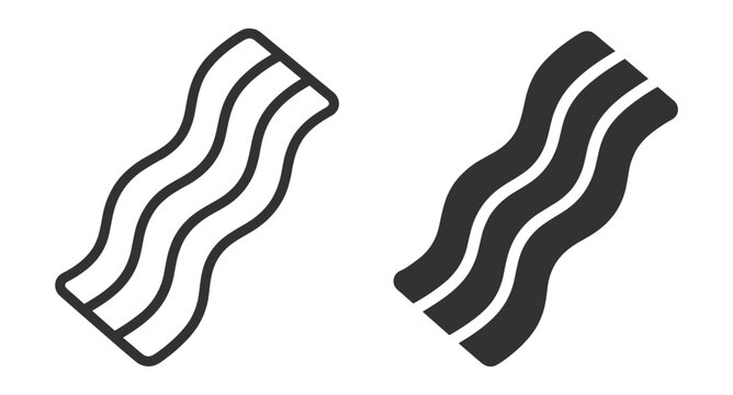 bacon slice icon set, vector illustration of cured pork meat, food symbol and breakfast ingredient on transparent background
