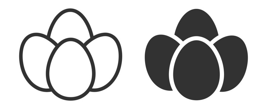 egg icon set line and solid style vector illustration on transparent background