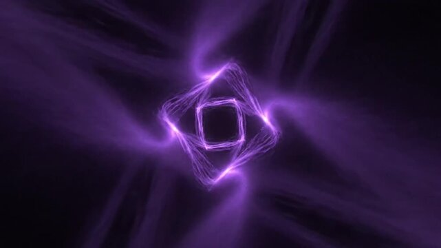 Abstract purple energy bursts flowing in a dynamic animation with bright fractal glowing shapes against a dark background.