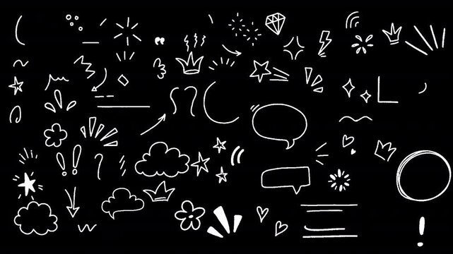 Hand Drawn Doodle Elements Pack | Animated Scribble Shapes & Symbols | Alpha Channel