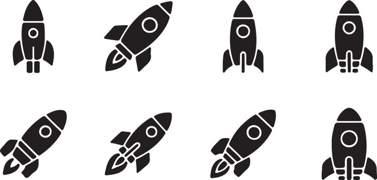 Rocket Ship Emoji Collection Vector Set, Space Rocket Icon Pack, Emoji Bundle Clipart, Flat Design Isolated Illustration