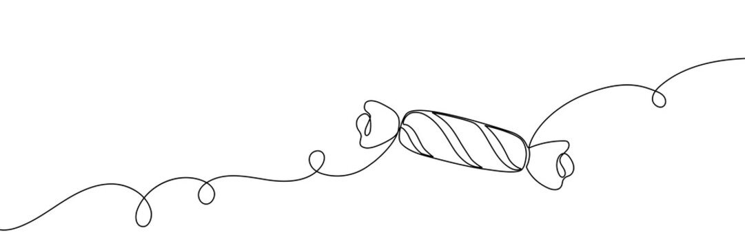 Continuous one line candy drawing art cane shop cotton peppermint. Candy line border icon vector cream caramel doodle ice sweet gelato storenlollypop lolly white popsicle outline isolated linear pop