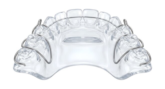 Orthodontic Bite Plate Appliance: High-Detailed 3D Dental Render on White Background
