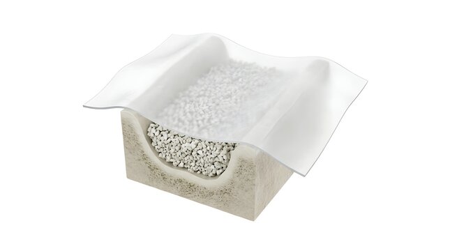 3D Render of Guided Bone Regeneration with Dental Membrane and Bone Graft Material in Jawbone Defect
