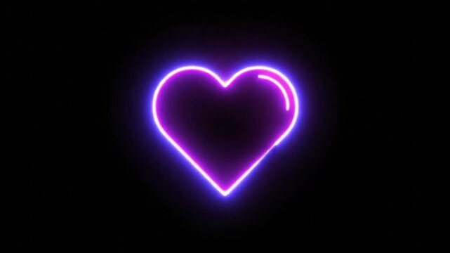 Neon Pink and Blue Heart Shape Pulsating Against a Black Background Displaying Love and Affection