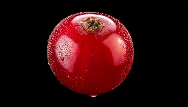 a close up of a plump vibrant red berry with a textured surface isolated on black