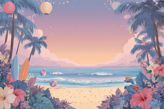 Bright Tropical Beach Flyer Background for Summer Events
