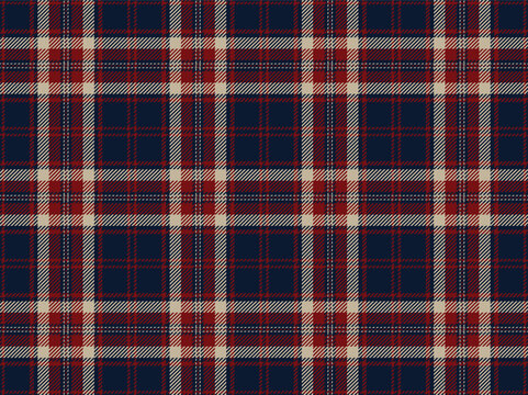 Crimson red tartan plaid seamless pattern, heritage checkered plaid repeating pattern for menswear flannel shirt