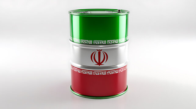 Oil Barrel with Iran Flag Representing Crude Oil Production, Energy Industry, Petroleum Trade, and Geopolitical Market Concept