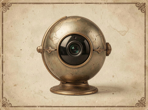 Metal robot with camera on top, possible surveillance or inspection use