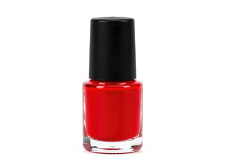 Obraz premium A single bottle of red nail polish on a white background, ready for use