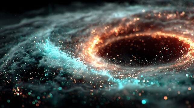Spinning neon cyber vortex with glowing data rings futuristic technology walpapers