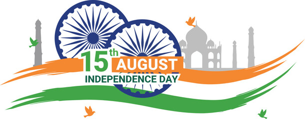 Naklejka premium Indian independence day celebration a vibrant tricolor design with national symbols